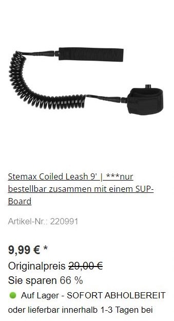 Stemax Coiled Leash 9'