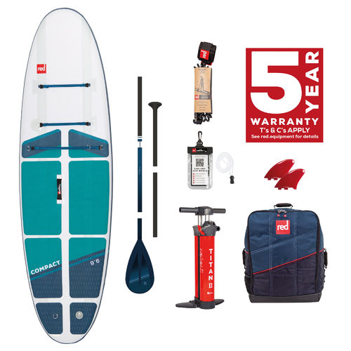 Red Paddle Co. Compact 9'6" x 32" x 4.7" | Allround iSUP SET inkl. Paddel & Leash