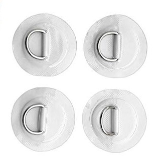 D-Ring für iSUP - 4 Stück Metalring auf Haltepatch- Farbe weiß, Durchmesser 8,27 cm