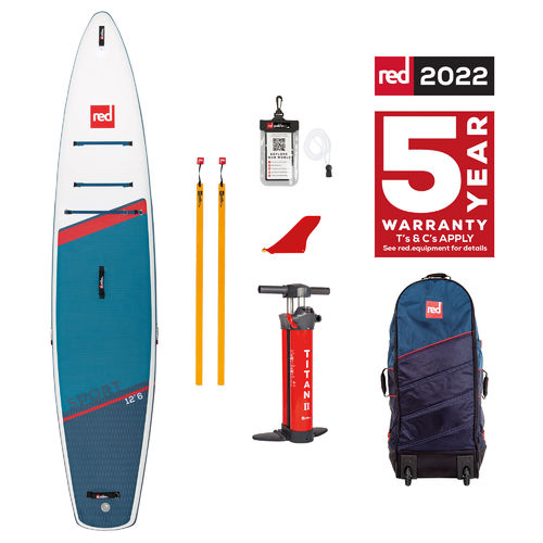 2022 Red Paddle Co. Sport 12'6" x 30" x 5.9" | Touring iSUP inkl. Carbon Paddel BRAVO 3-p