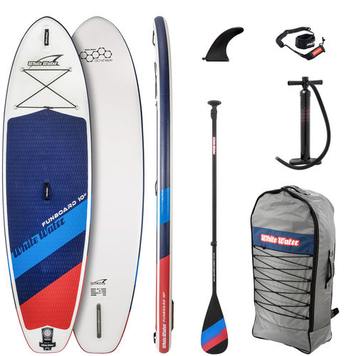 White Water Funboard 10'2 x 33" - Deepwater | Allround iSUP PACKAGE inkl. Paddel und Leash