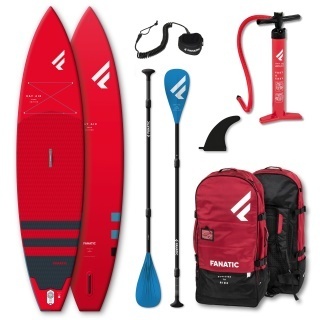 Fanatic Ray Air 11'6" x 32" Red + Pure Paddel und Leash iSUP Set Touring