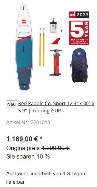 2023 Red Paddle Co. Sport 12'6" x 30"